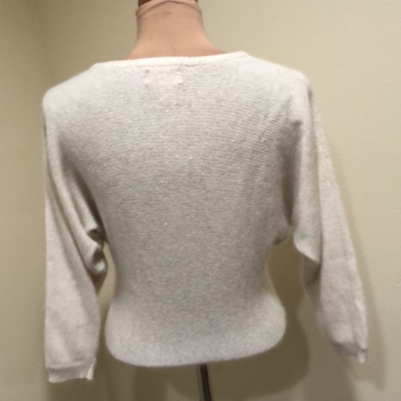 Vintage Pronto Moda Sweater Size Small Cream Sequin Beaded Dolman Sleeve - Picture 8 of 12